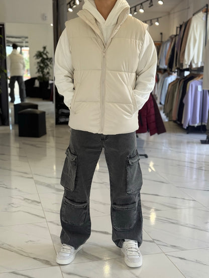 Chaleco cuerina beige