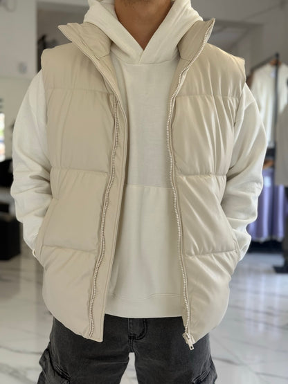 Chaleco cuerina beige