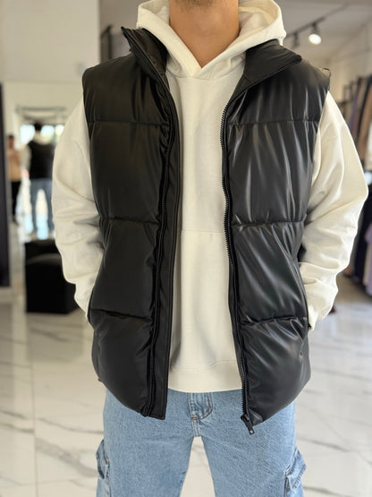 Chaleco cuerina negro