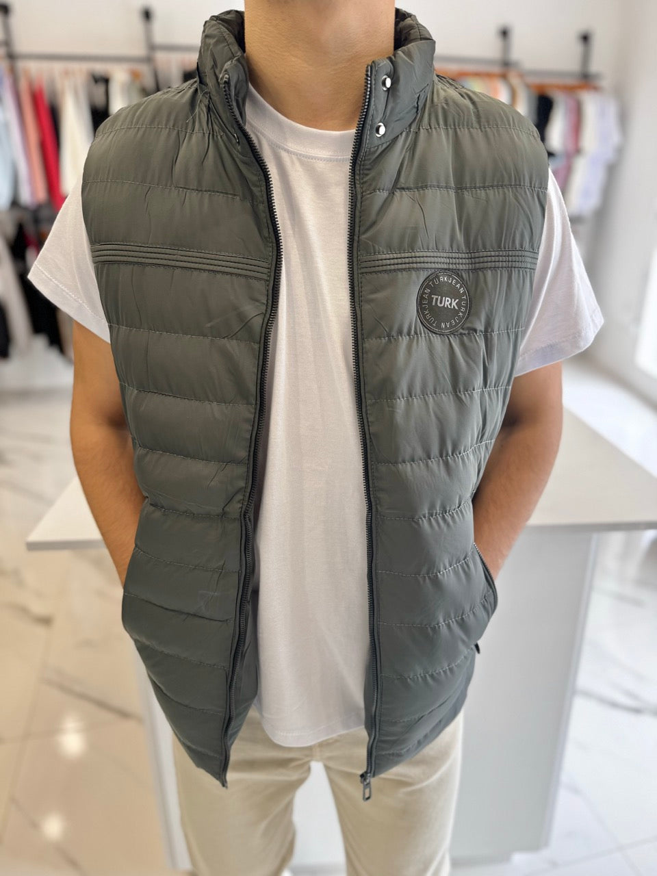 Chaleco nylon gris oscuro