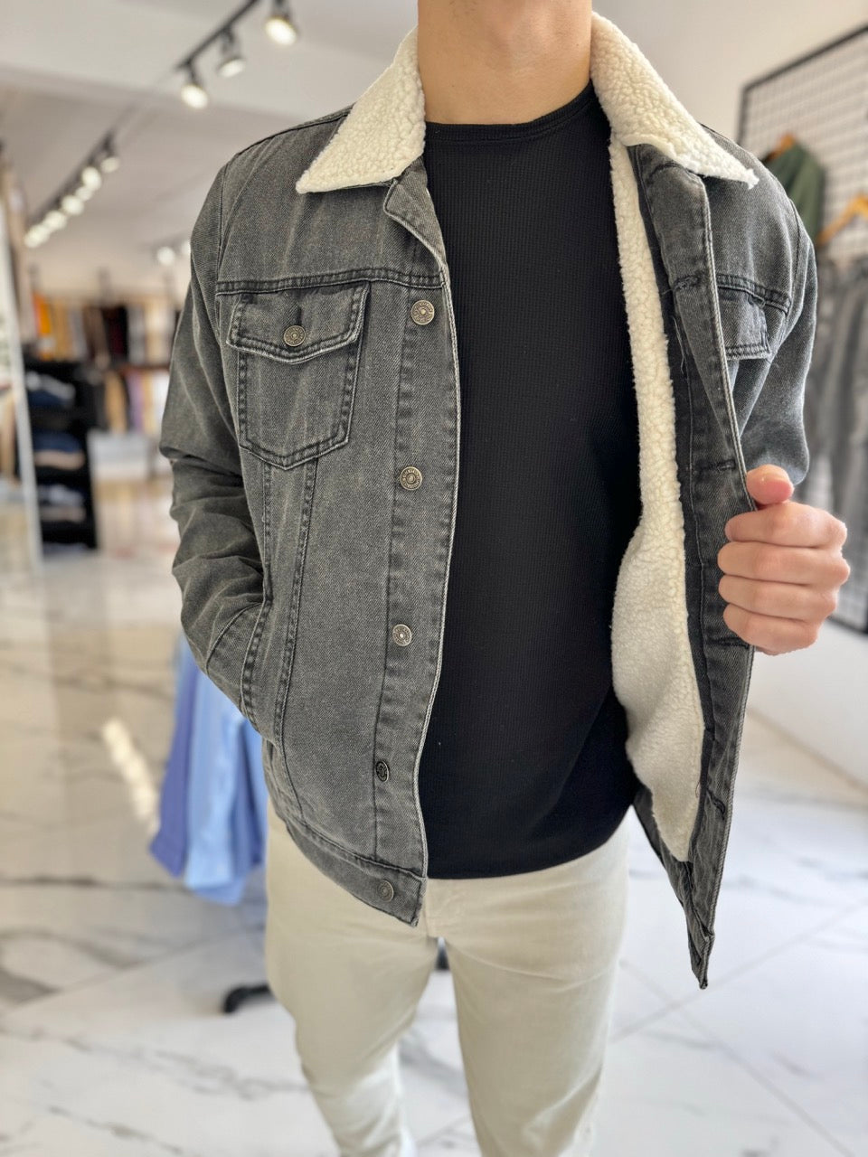 Chaqueta jean grey c/corderito