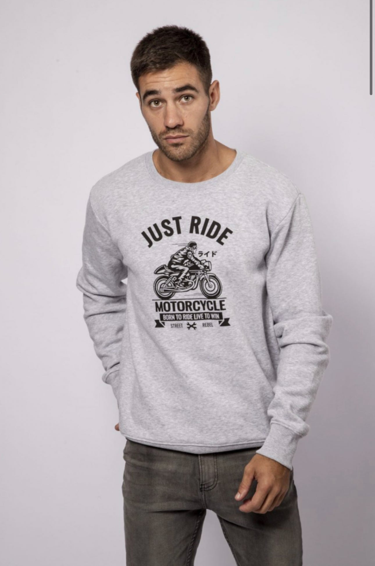 Buzo con felpa gris "motorcycle"