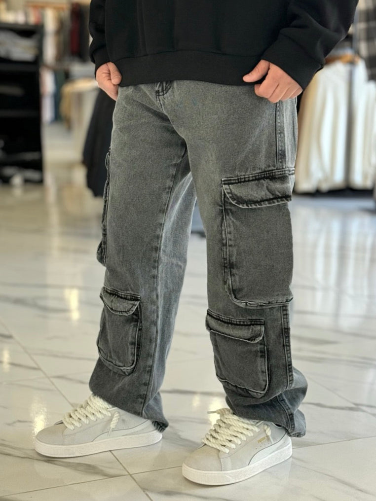 Jean cargo "Queens" gris oscuro