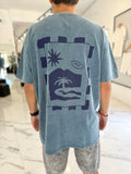 Remera oversize gastada azul “Samambaia”