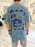 Remera oversize gastada azul “Samambaia”