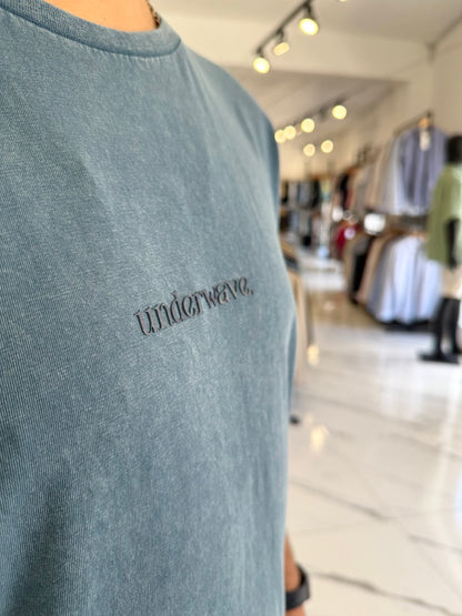 Remera oversize gastada azul “Senecio”