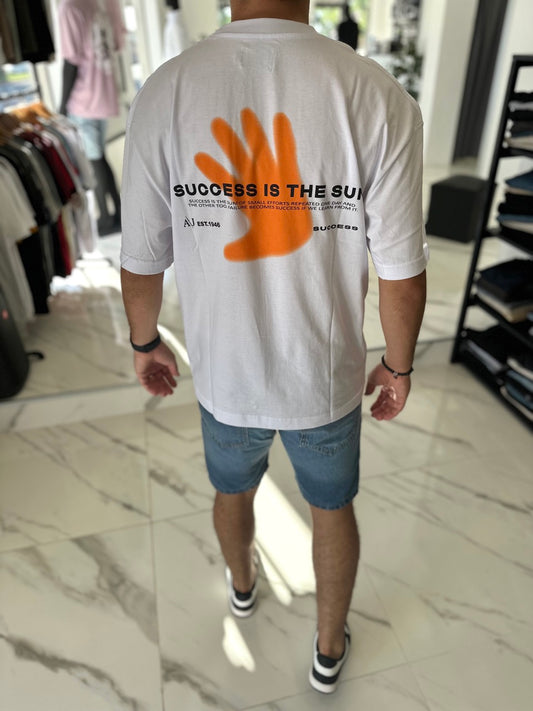 Remera oversize blanca “success”