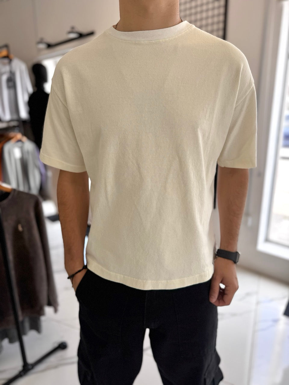 Remera boxy fit crudo