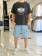 Remera oversize gastada "Positive"