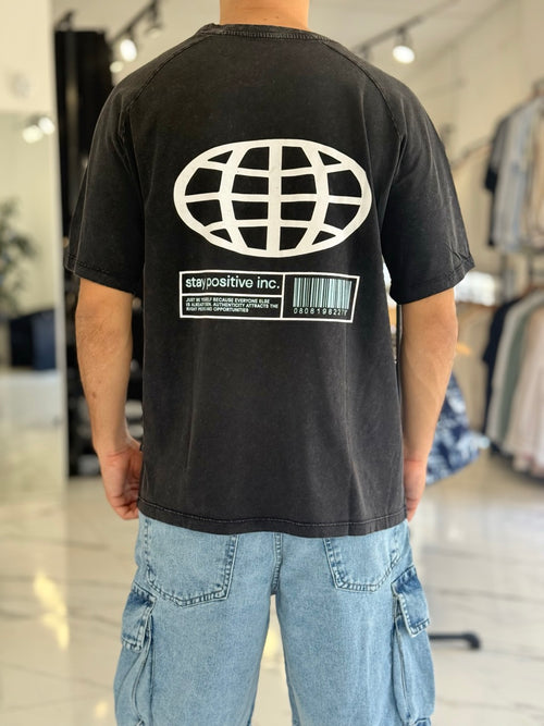 Remera oversize gastada "Positive"