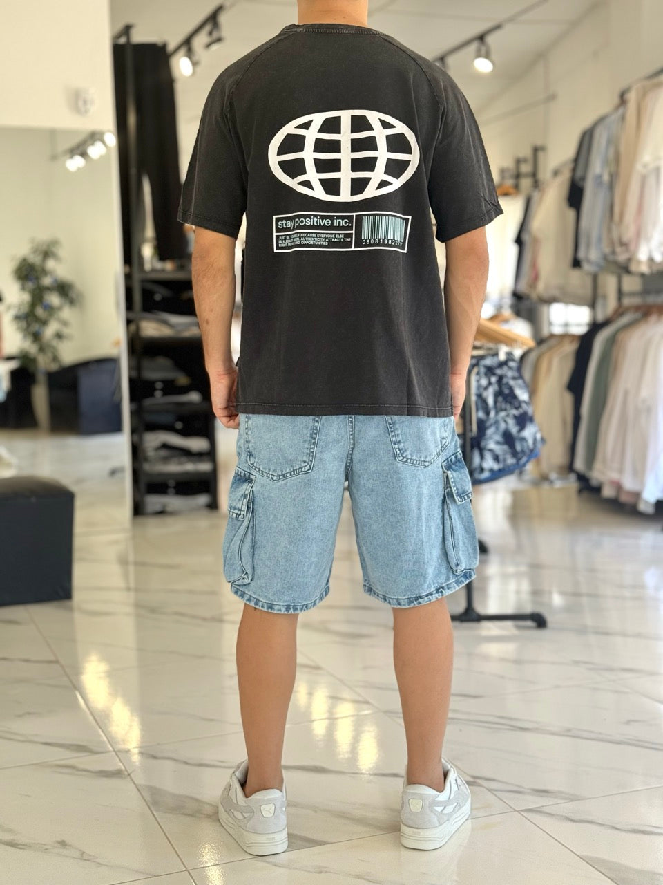 Remera oversize gastada "Positive"