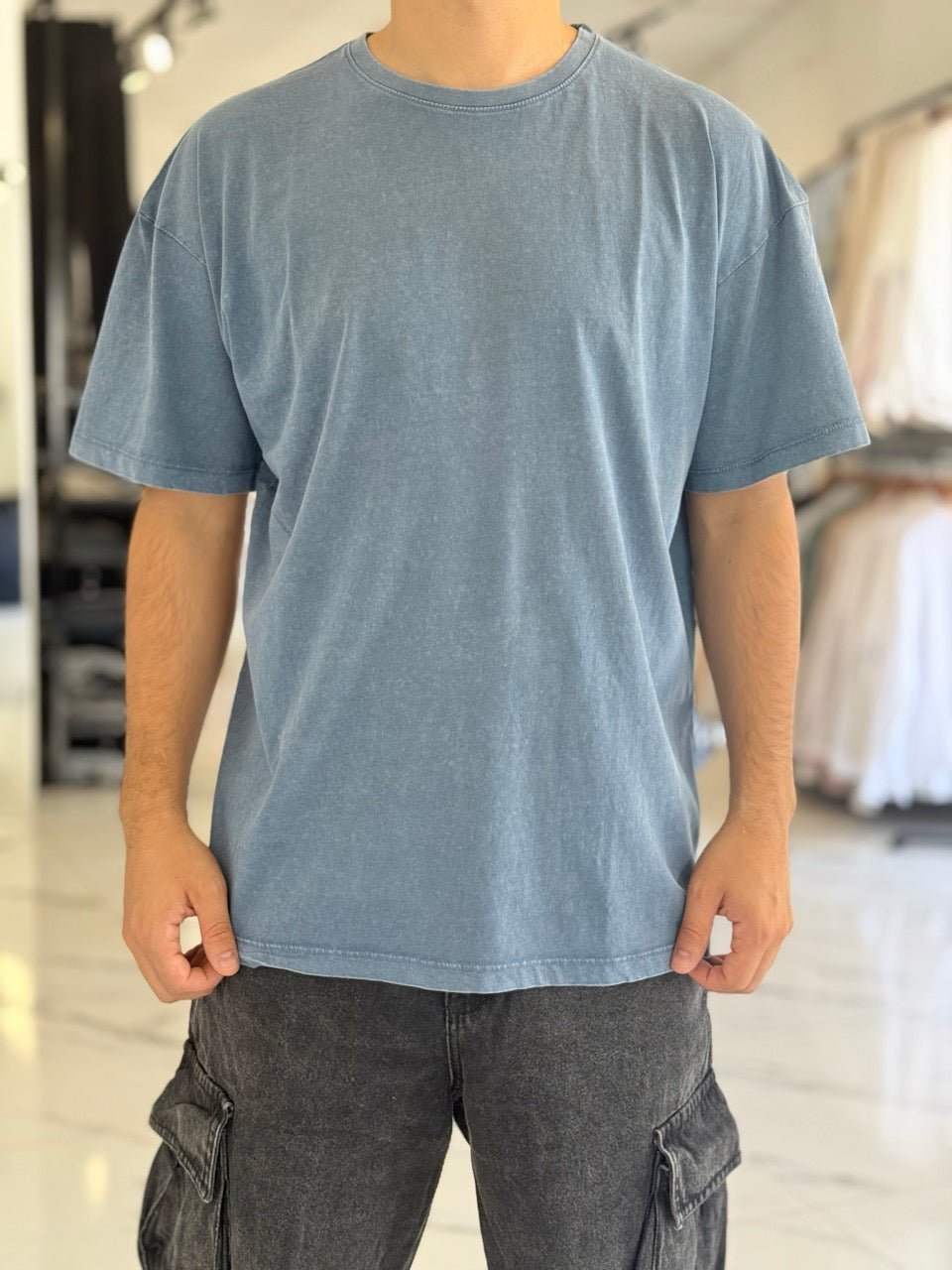 Remera oversize gastada lisa