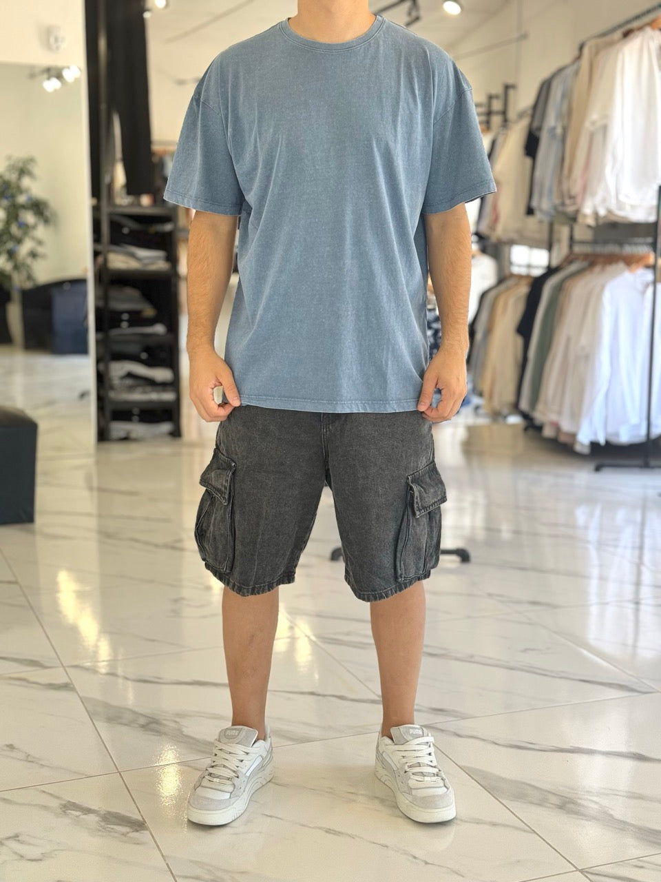 Remera oversize gastada lisa