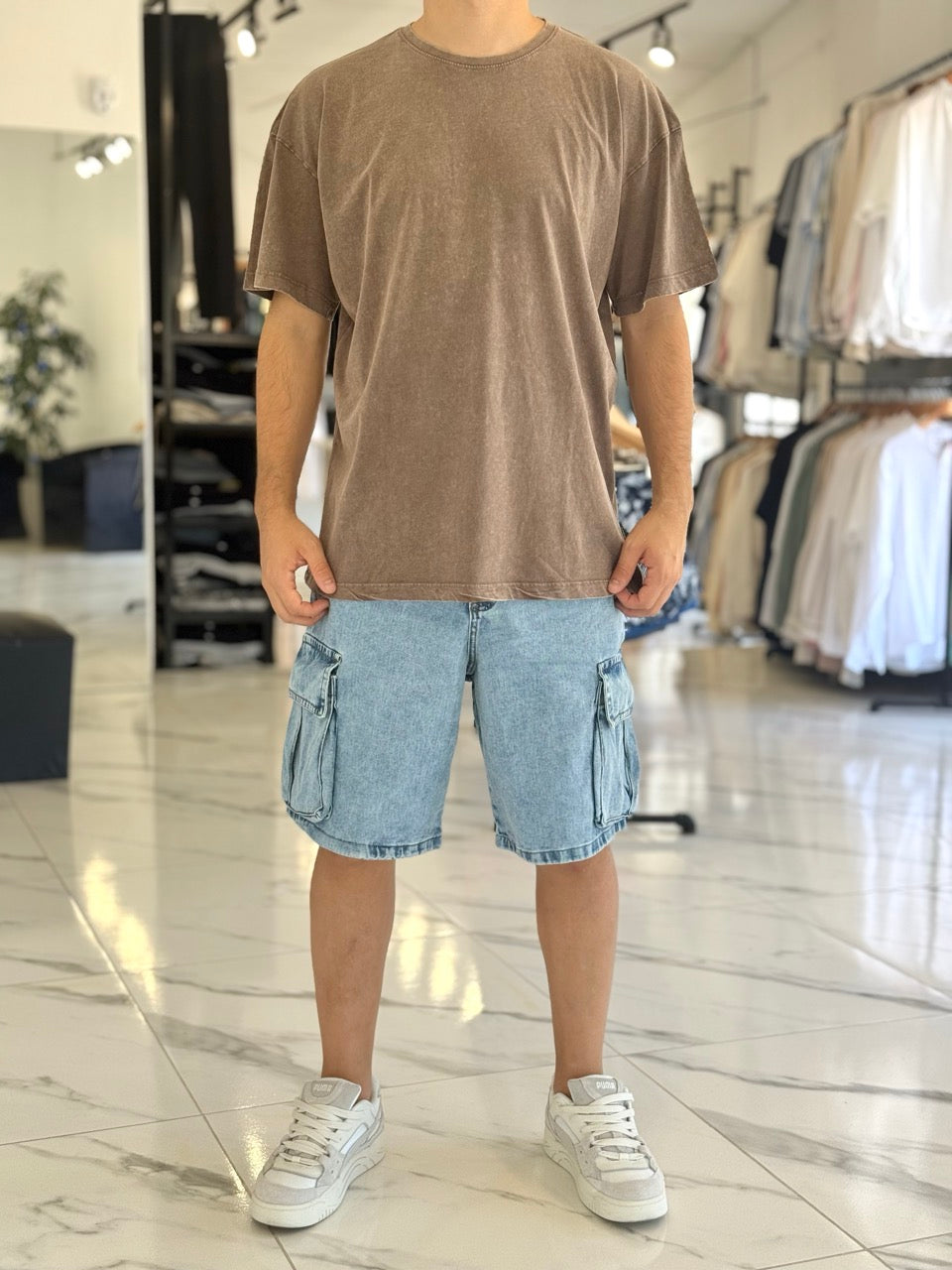 Remera oversize gastada lisa