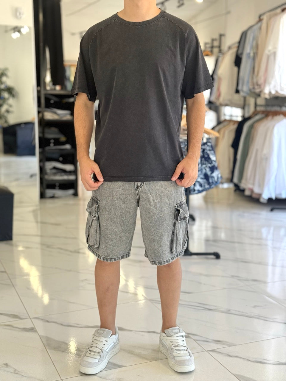 Remera oversize gastada lisa