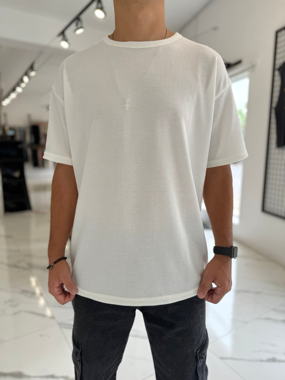 Remera oversize wafle