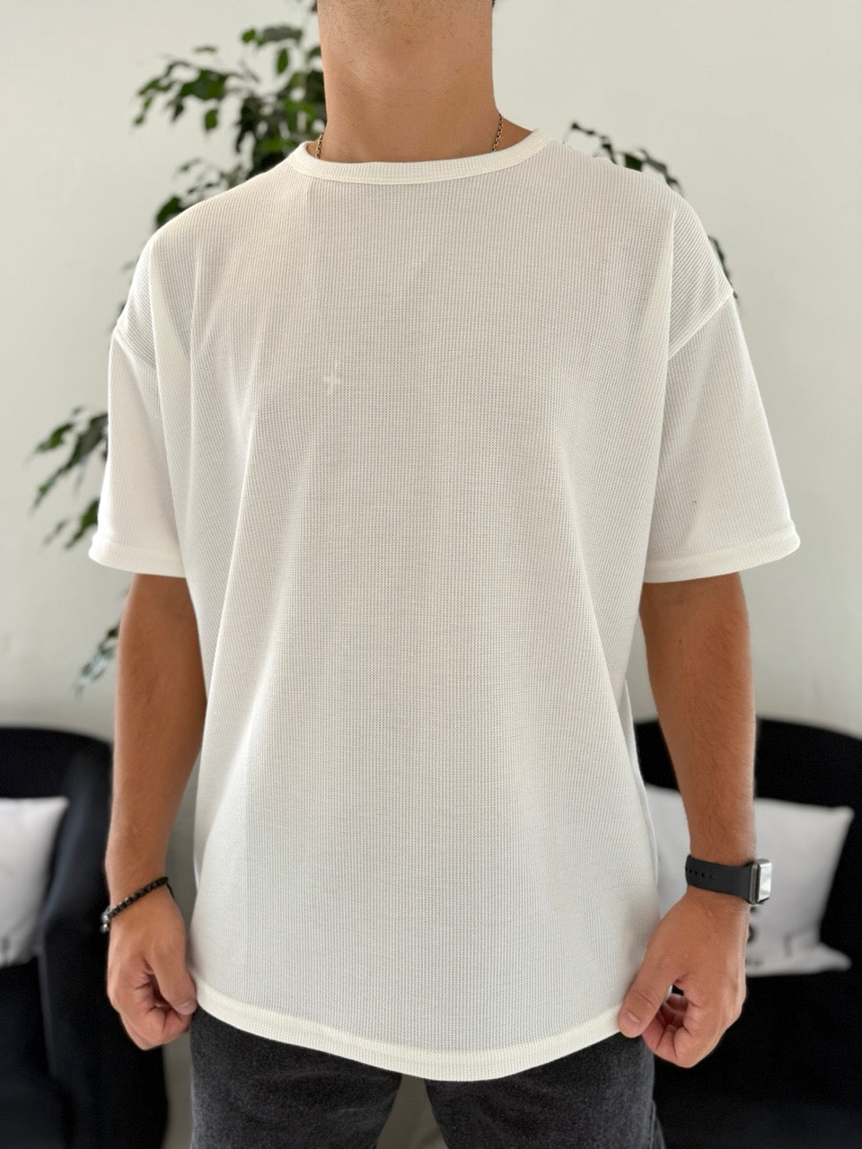 Remera oversize wafle