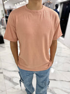 Remera oversize wafle salmon