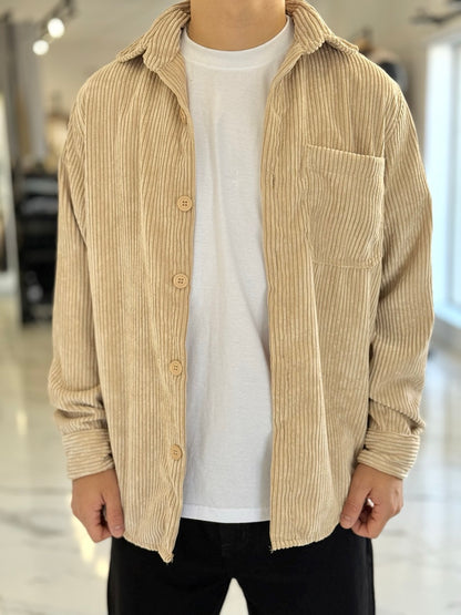 Sobrecamisa de pana beige