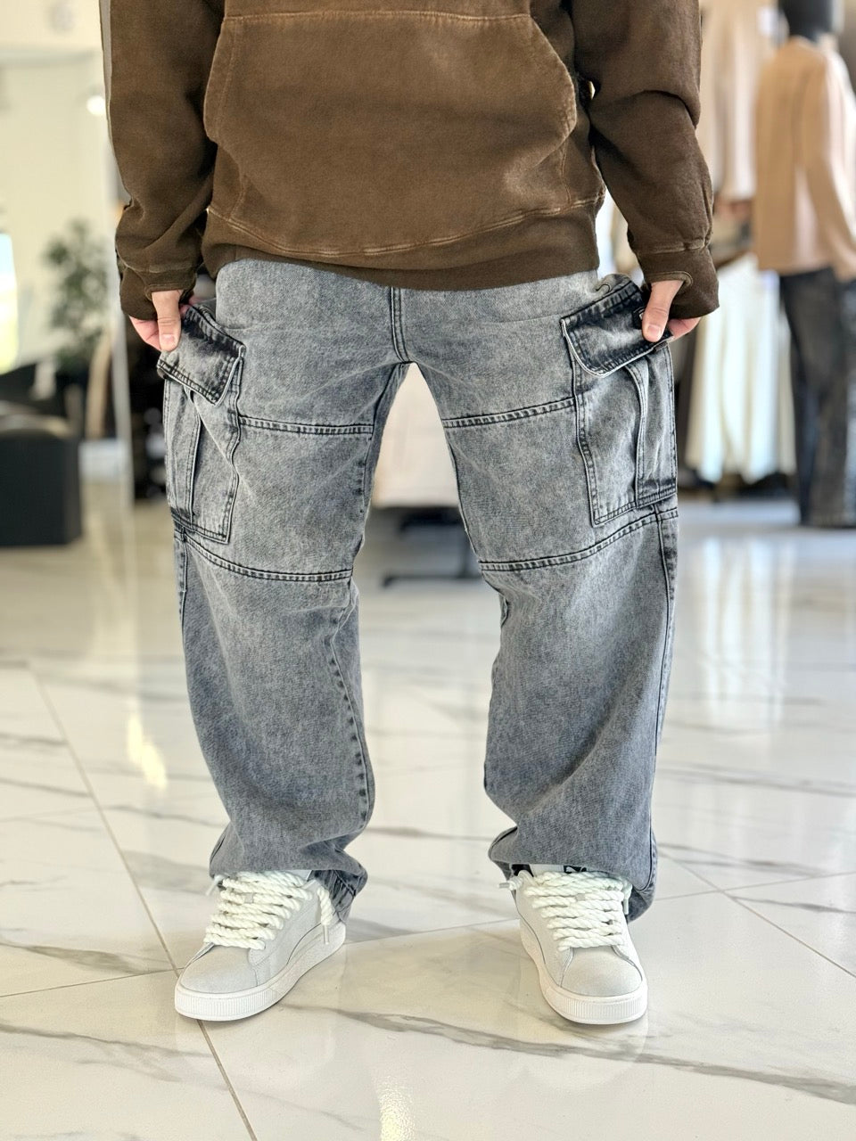 Baggy cargo "Darth" gris