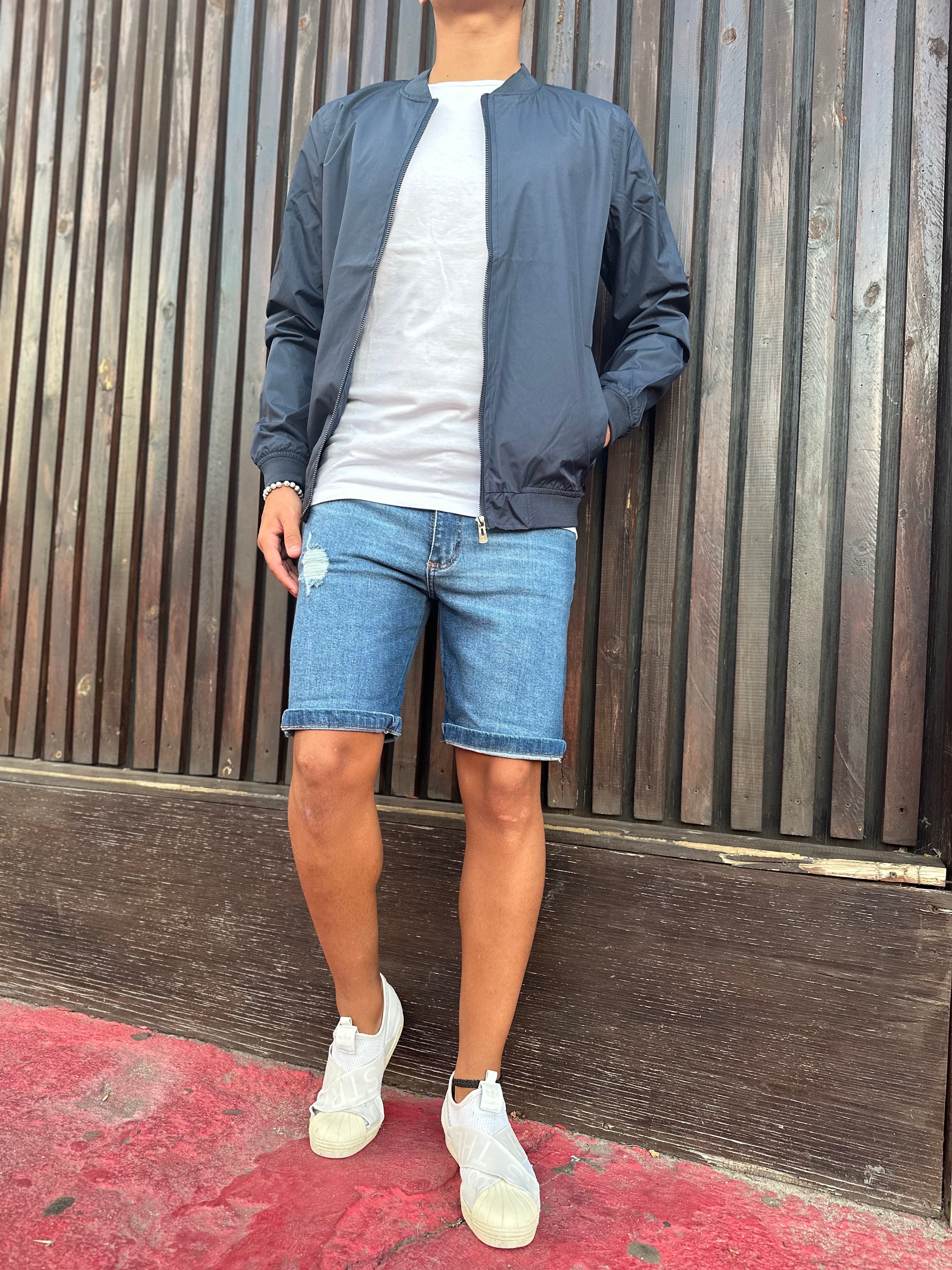 Bomber de nylon azul