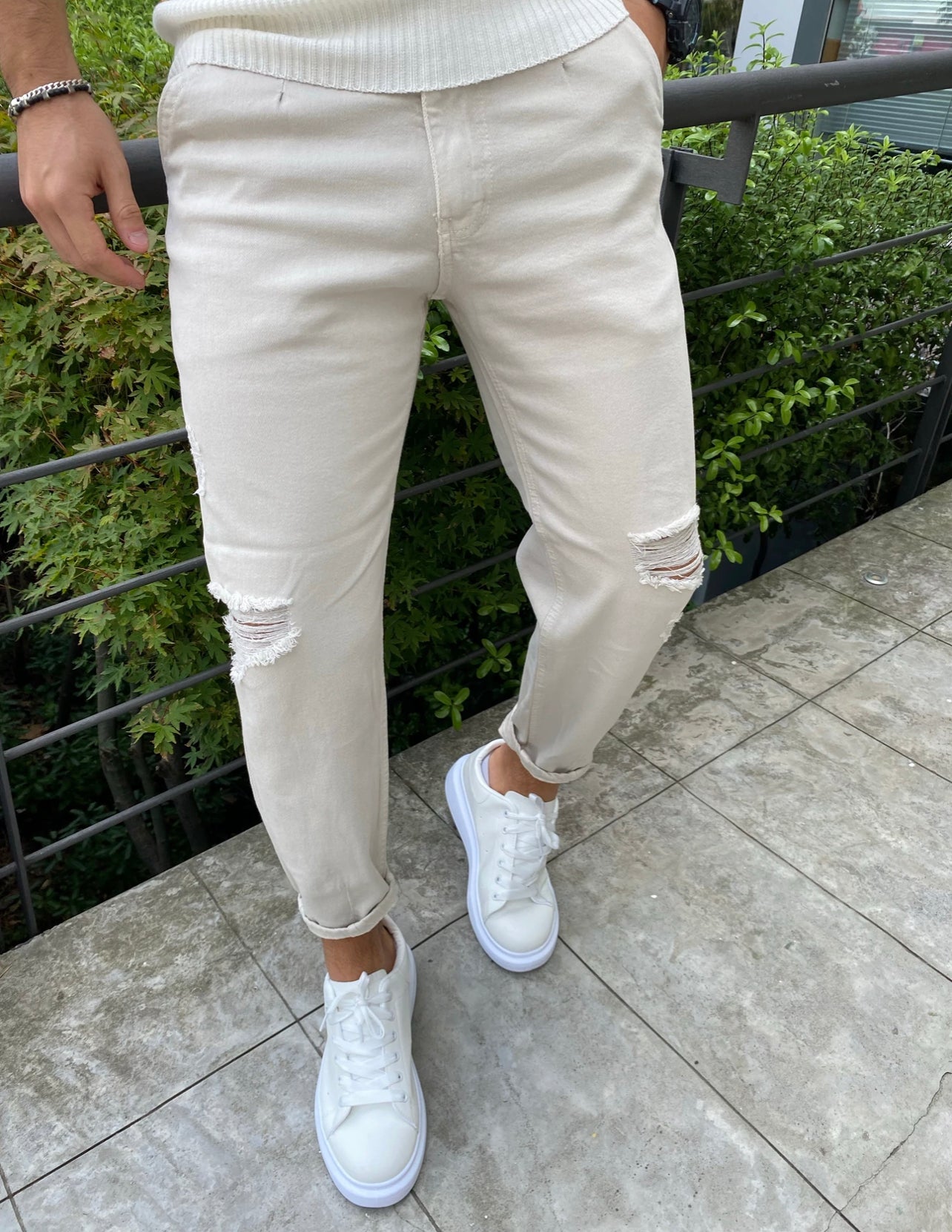 Slouchy beige rajado