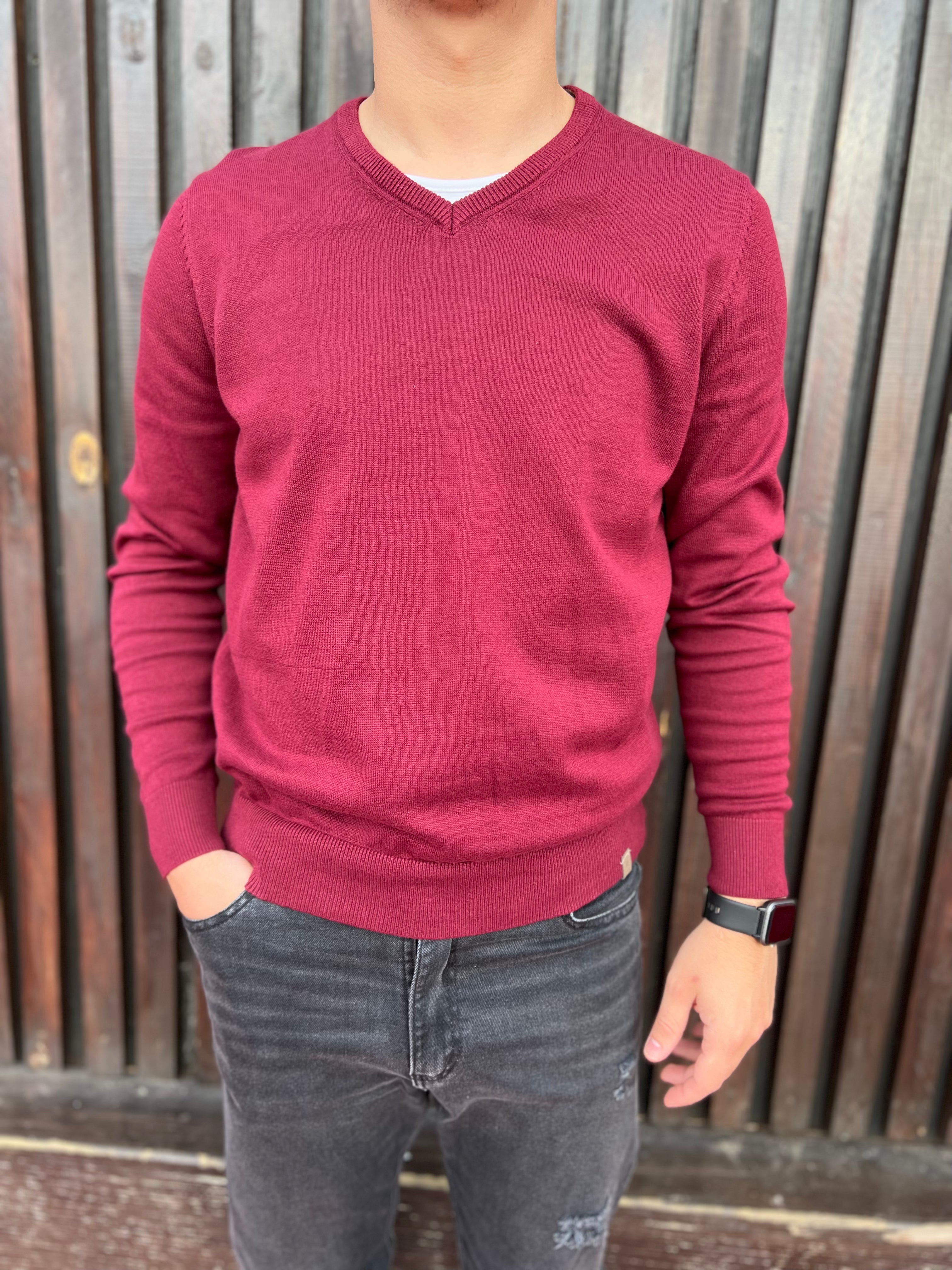 Buzo de algodón escote V bordó